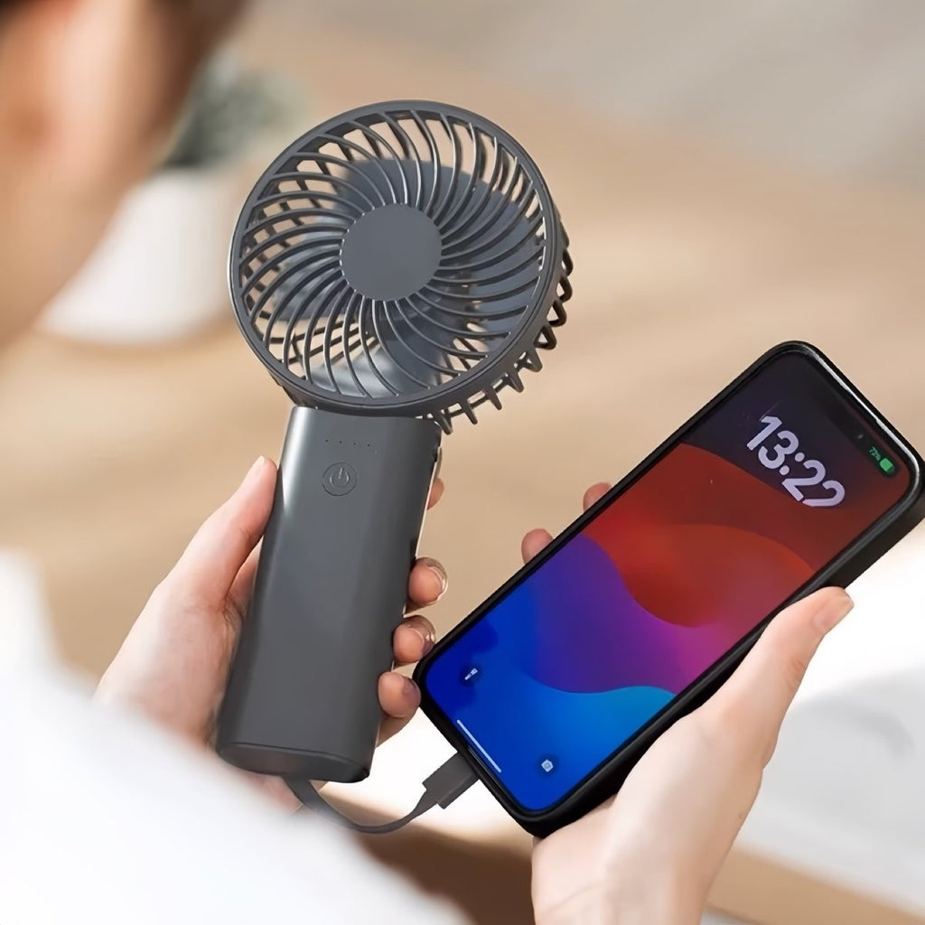 Ventilador portátil + batería portátil para dispositivos