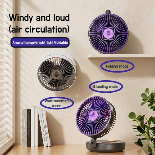 Ventilador de escritorio USB plegable multifuncional de 6 pulgadas.